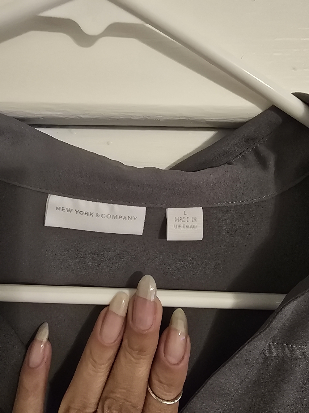 New York & Company Gray Button-Front Blouse - Picture 4 of 4